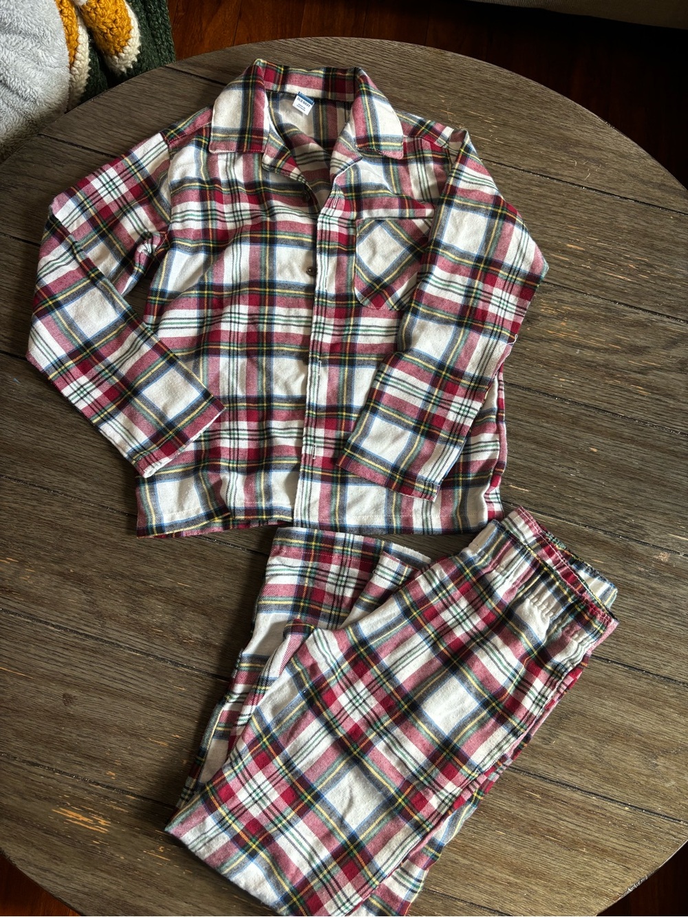 Old Navy Red, White & Green Plaid Kids Pajama Set